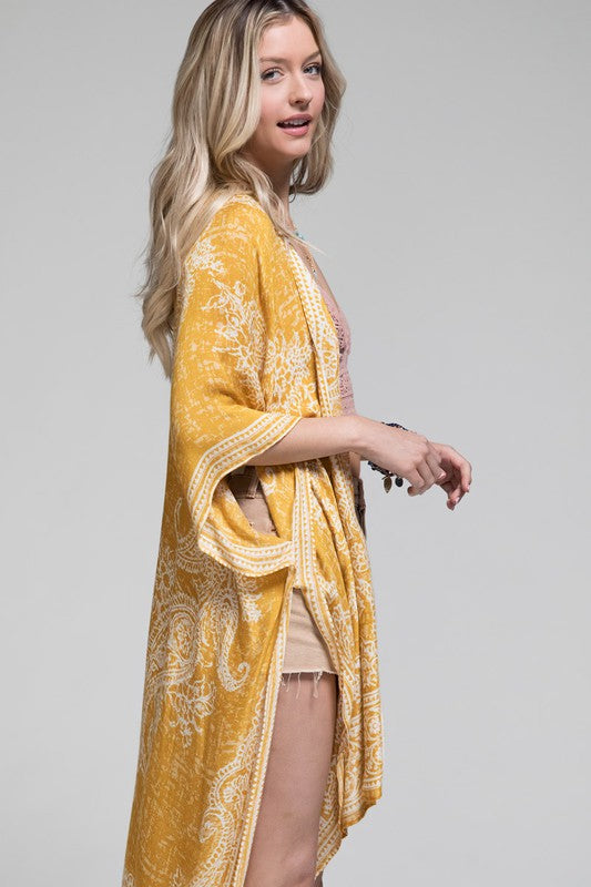 Damask & Paisley Print Kimono