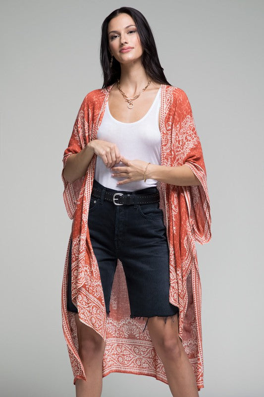 Damask & Paisley Print Kimono