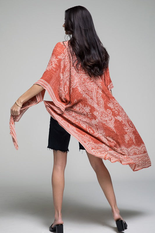 Damask & Paisley Print Kimono