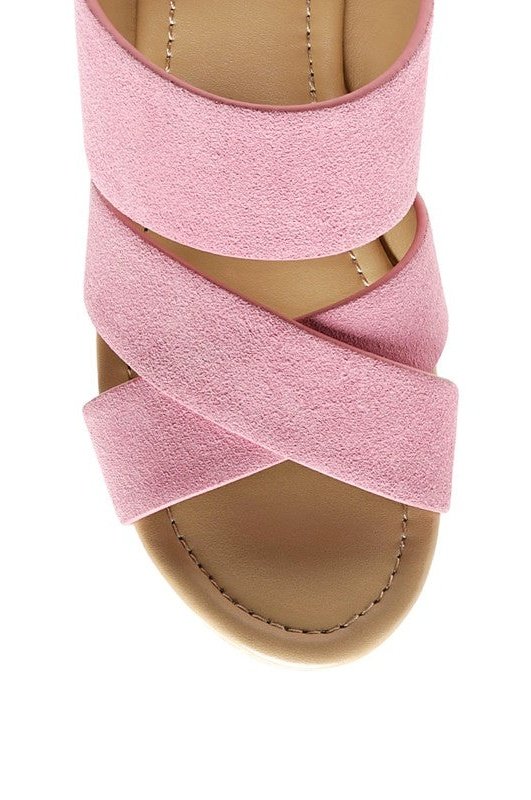 GERD BLOCK HEELED SUEDE SLIP-ON SANDAL