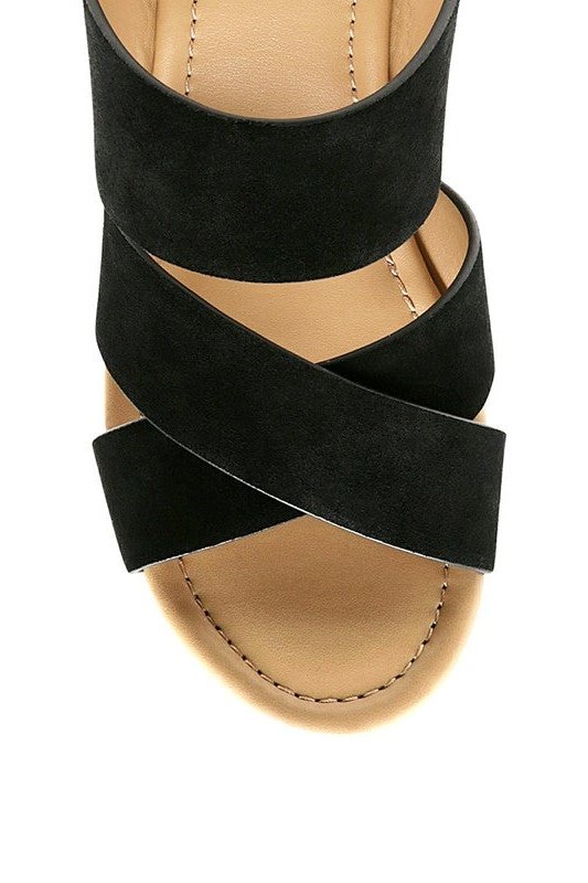 GERD BLOCK HEELED SUEDE SLIP-ON SANDAL