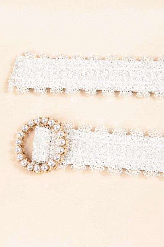 White Lace Leather Belt