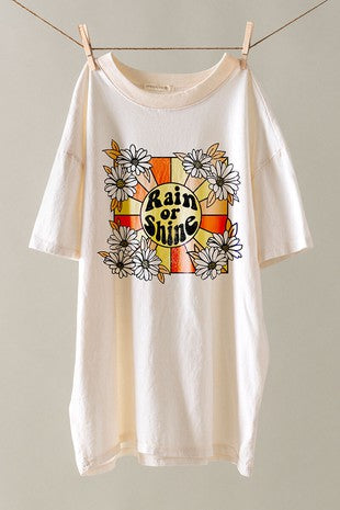 RAIN OR SHINE FLOWER GRAPHIC T-SHIRT