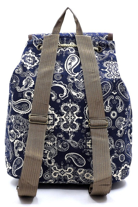 Tribal Printed Canvas Backpack