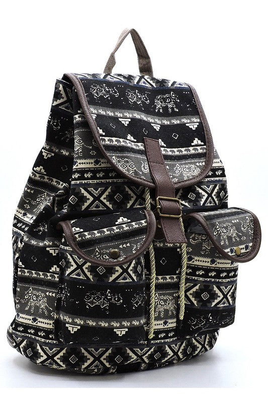 Tribal Printed Canvas Backpack