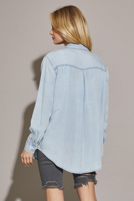 OVERSIZED DENIM SHIRTS TOP