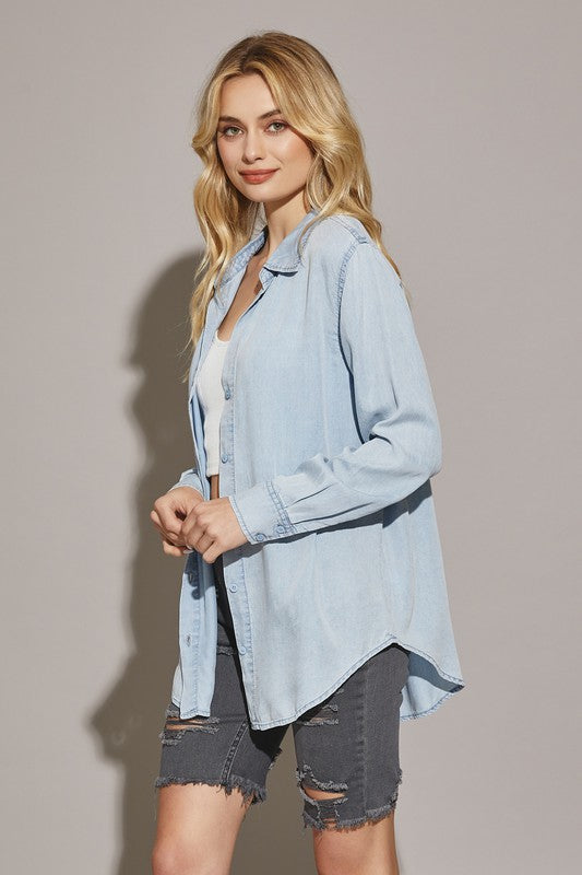 OVERSIZED DENIM SHIRTS TOP