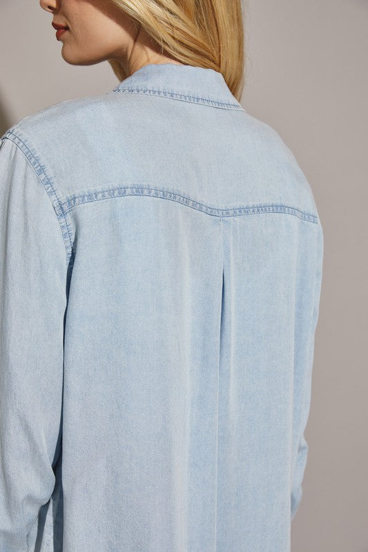 OVERSIZED DENIM SHIRTS TOP