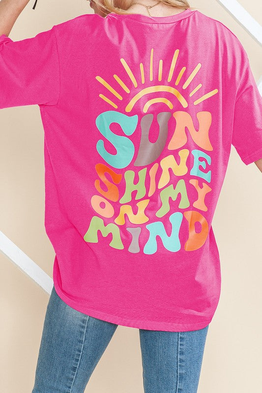 Bright Pink SUNSHINE ON MY MIND Graphic Tee