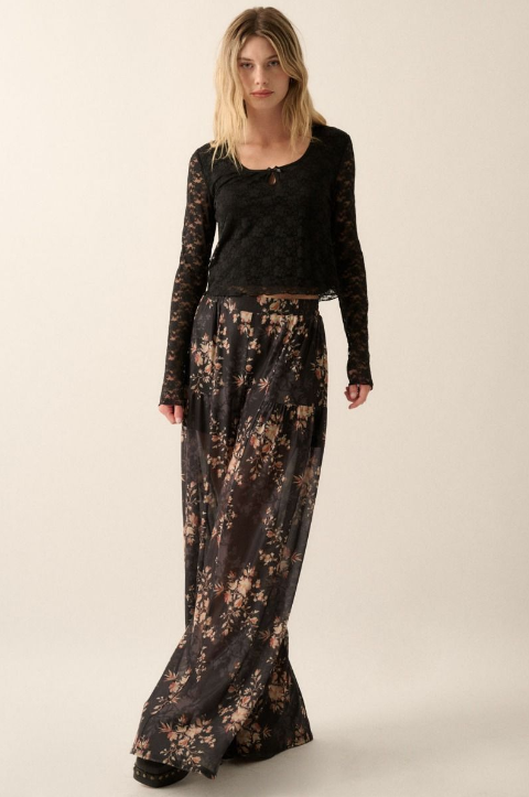 NTB2080 PROMESA FLORAL LACE WOVEN TOP