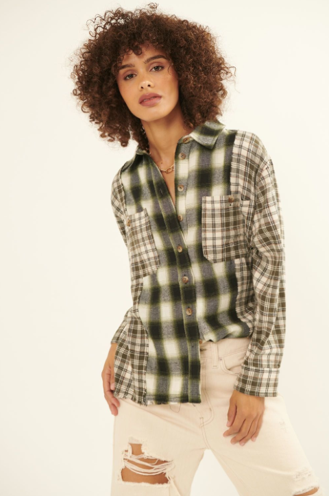 NTC1386 PROMESA PLAID PRINT WOVEN SHIRT