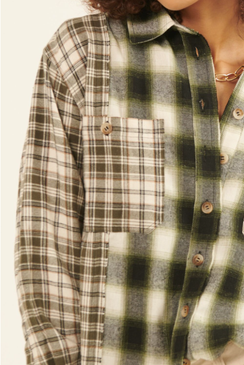 NTC1386 PROMESA PLAID PRINT WOVEN SHIRT