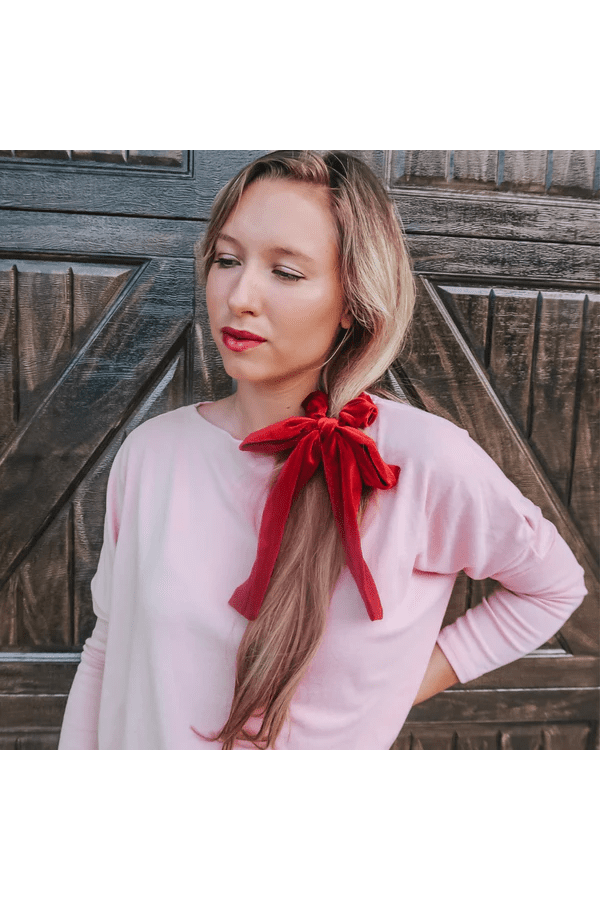 Headbands of Hope VELVET BOW TIE SCRUNCHIE