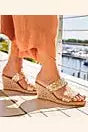 AA2AR171 Andre Assous Aria Woven Leather Espadrille Wedge Slides Footwear