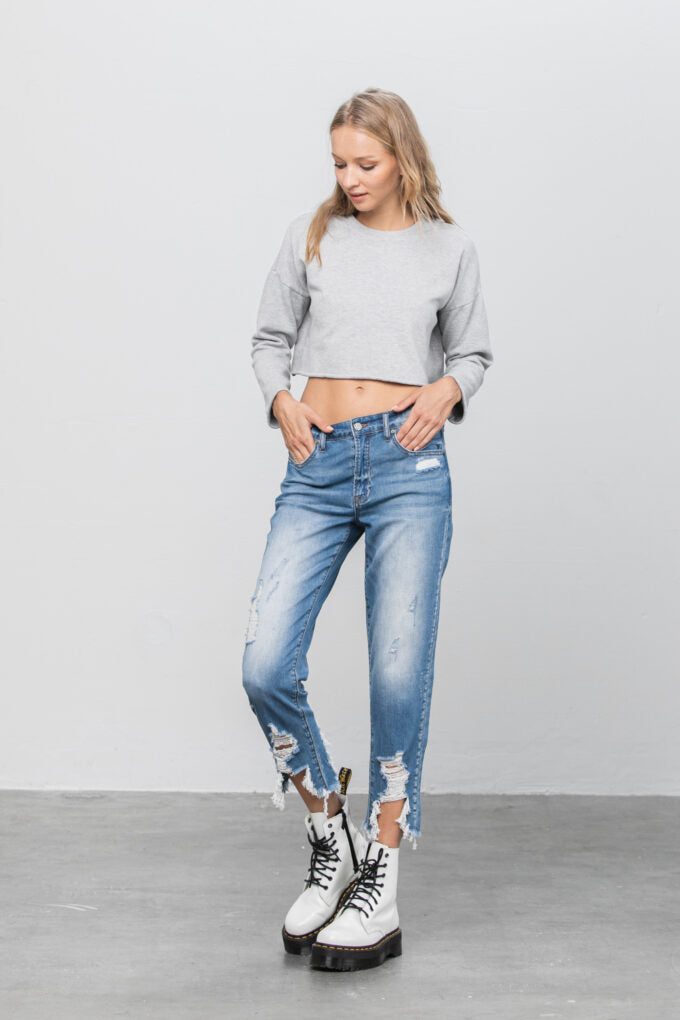 P1160-Insane-Gene-HIGH RISE CROPPED BOYFRIEND JEANS 