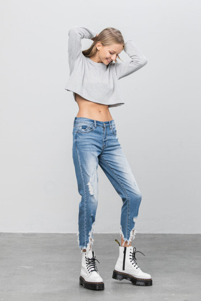 P1160-Insane-Gene-HIGH RISE CROPPED BOYFRIEND JEANS 