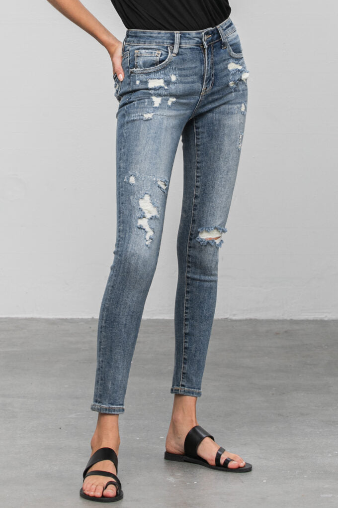 IN167 Insane Gene MID-RISE DISTRESSED ANKLE SKINNY Jeans 