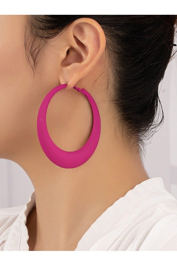 Large color coated puffy hoop earrings