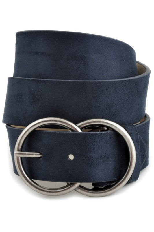 3894V Anzell Man Made Suede Belt with double circle buckle 