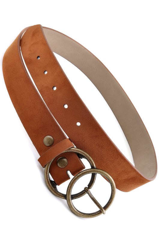 3894V Anzell Man Made Suede Belt with double circle buckle 