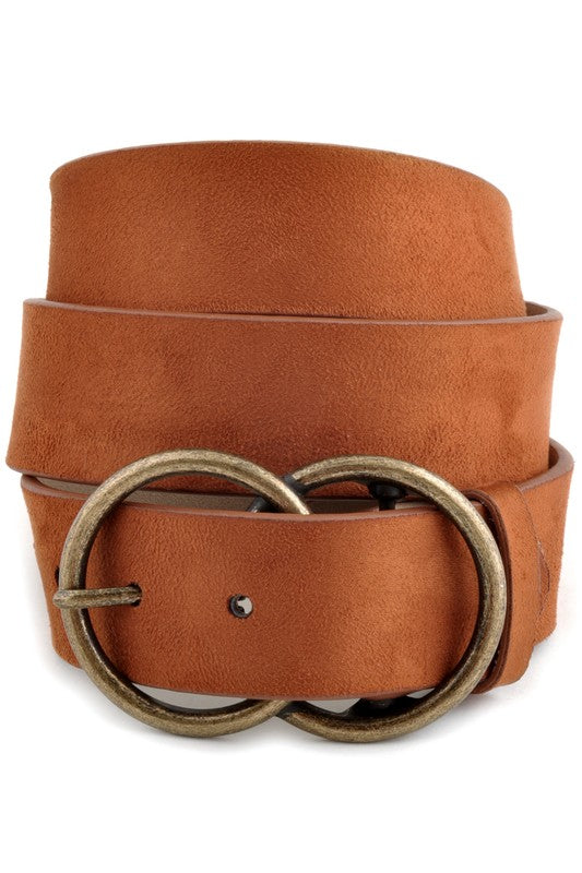 3894V Anzell Man Made Suede Belt with double circle buckle 