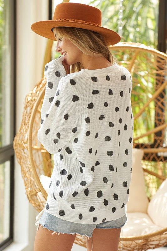 IP4305 Bibi Dot Print Textured Sweater 