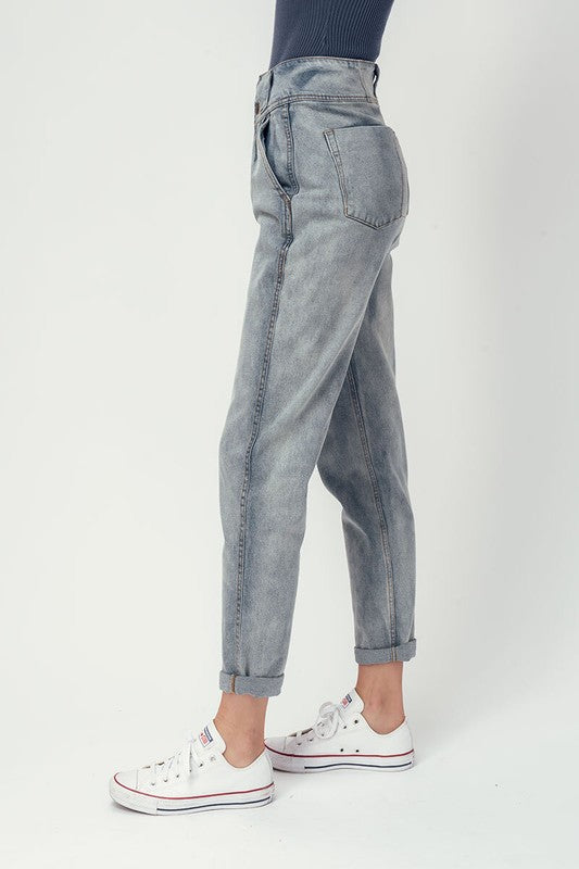 3144 Trend Notes DENIM HIGH WAIST PEGGED JEANS 