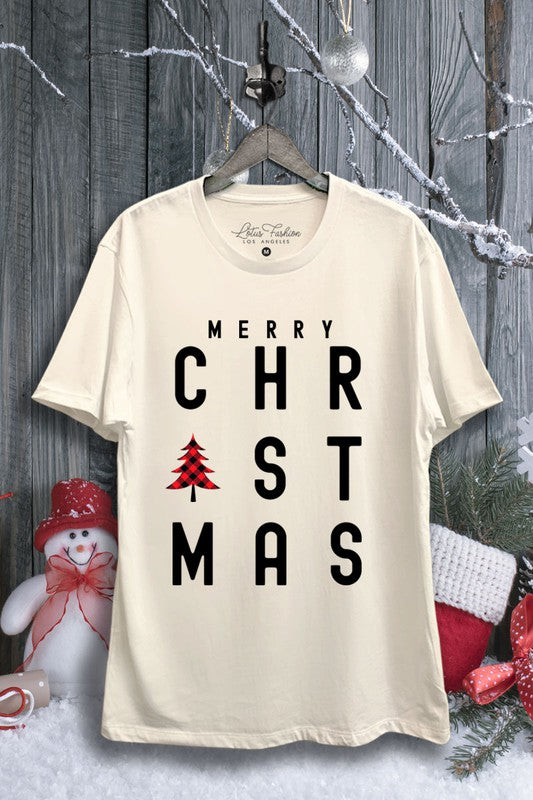 LFP3696 Lotus Merry Christmas Graphic Top