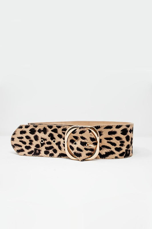 9123202 Q2 Belt With Round Gold Buckle In Leopard Accessories