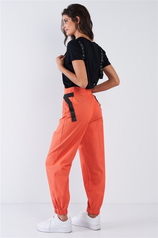 Zip Pocket Hardware Chained Cargo Overall Joggers