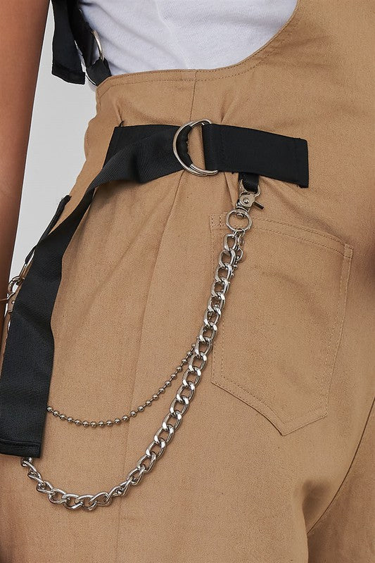 Zip Pocket Hardware Chained Cargo Overall Joggers