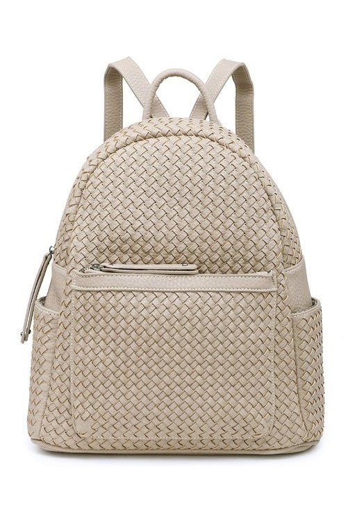 Woven backpack purse for women beige