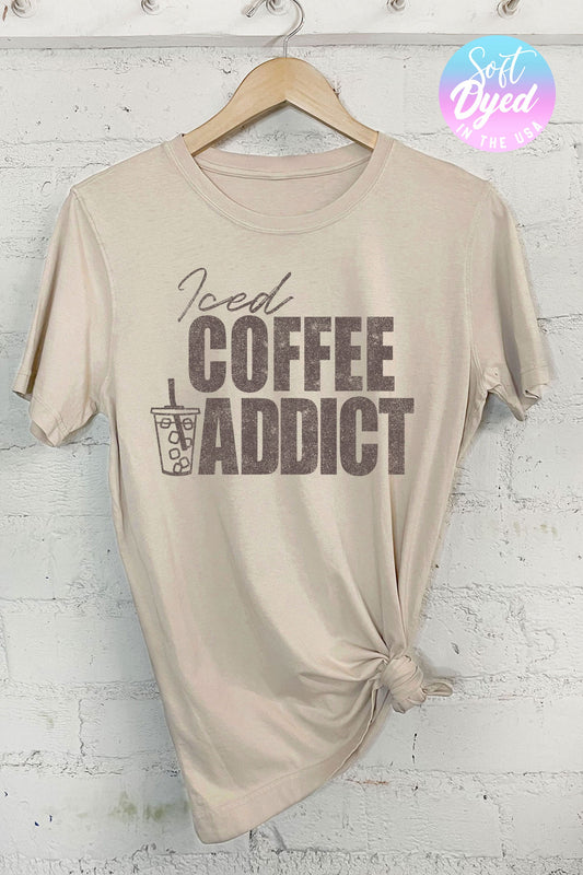 MP6841 ICED COFFEE ADDICT GRAPHIC TSHIRT