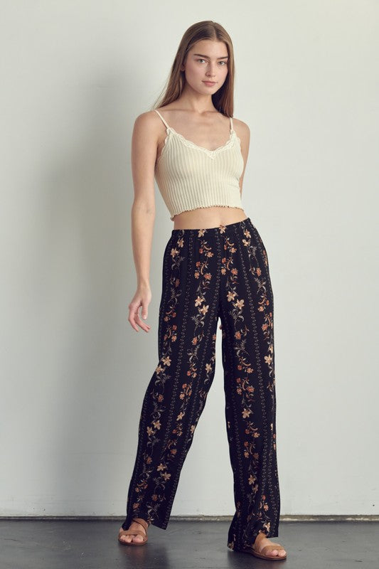 Palazzo pants in floral rayon gauze