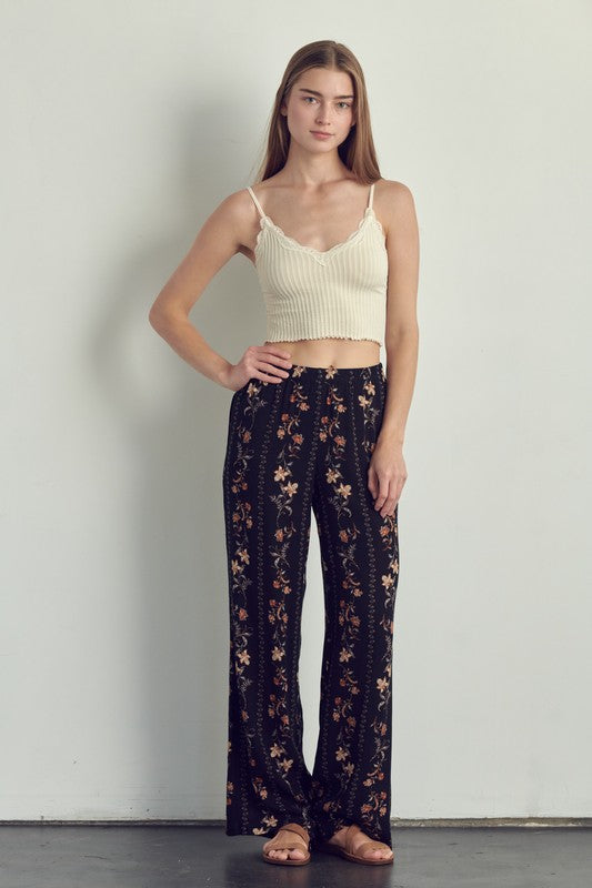 Palazzo pants in floral rayon gauze