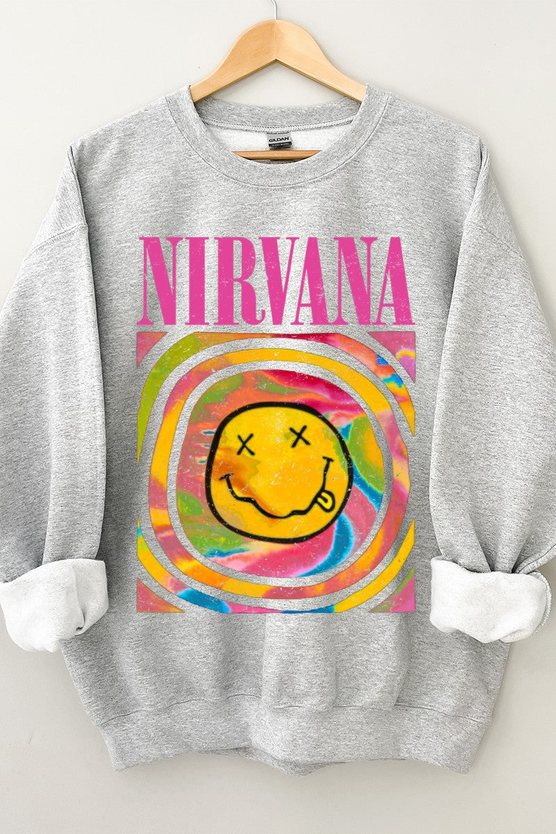 Nirvana Graphic Pullover Sweatshirt Loose Fit, Oversize, Unisex