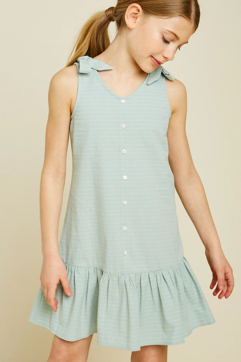 G6929 Hayden Girls Bow Strap Button-Down Swing Dress 