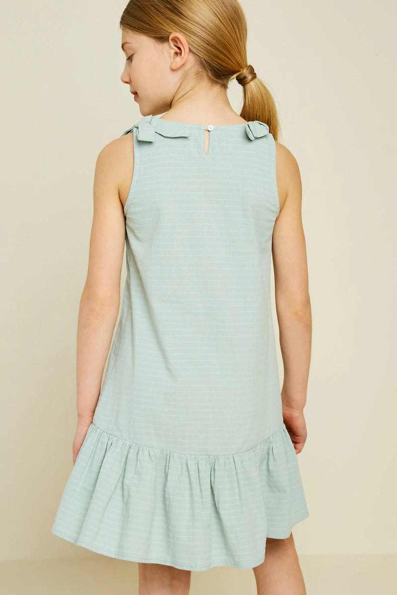 G6929 Hayden Girls Bow Strap Button-Down Swing Dress 