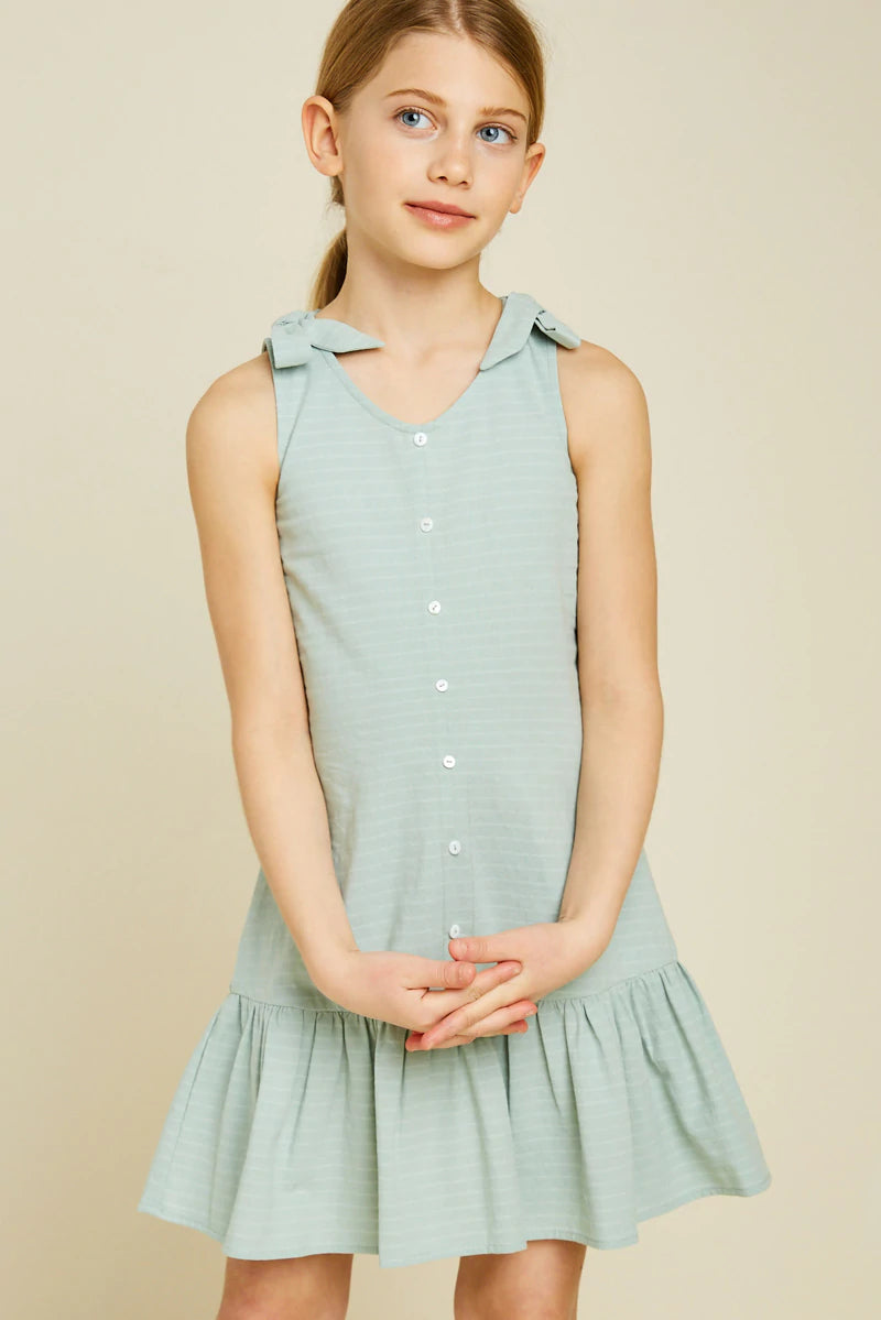 G6929 Hayden Girls Bow Strap Button-Down Swing Dress 