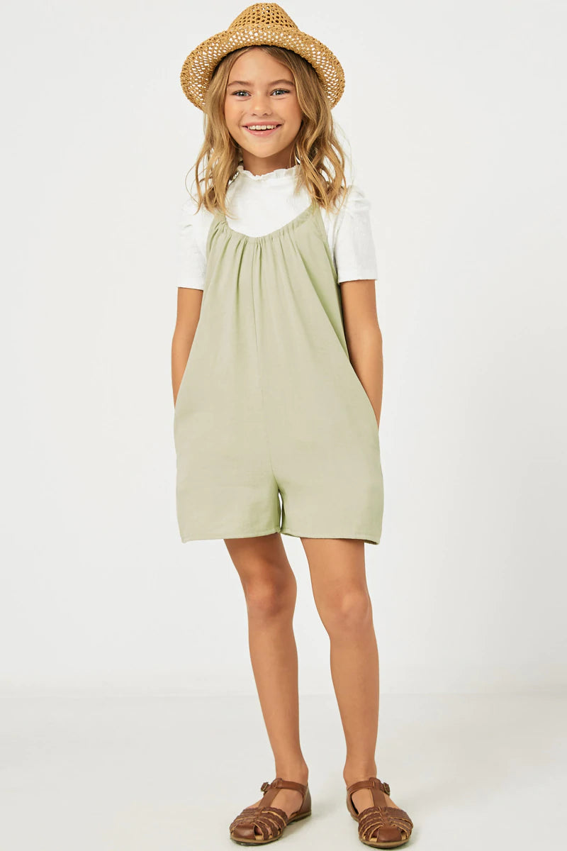 GY2583 Hayden Girls Pocketed Sleeveless Romper 