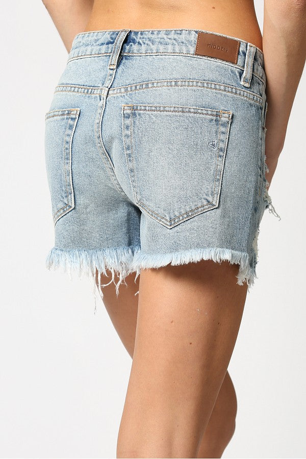 HD4111BF Hidden Classic Light Wash Denim Distressed Boyfriend Shorts Pants &