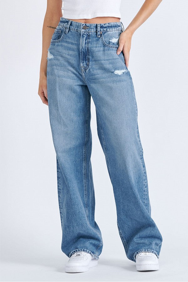 HD9153B-M Hidden Medium Wash Classic Clean Baggy Dad Jean