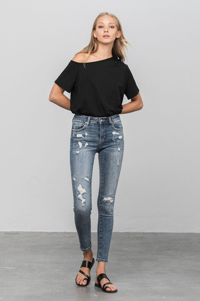 IN167 Insane Gene MID-RISE DISTRESSED ANKLE SKINNY Jeans 
