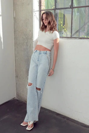 KC7929L Kancan Gigi Ultra High Rise 90's Flare Jeans Pants & Shorts