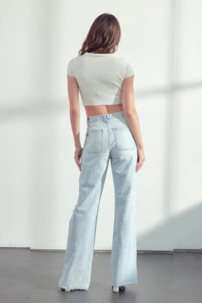 KC7929L Kancan Gigi Ultra High Rise 90's Flare Jeans Pants & Shorts