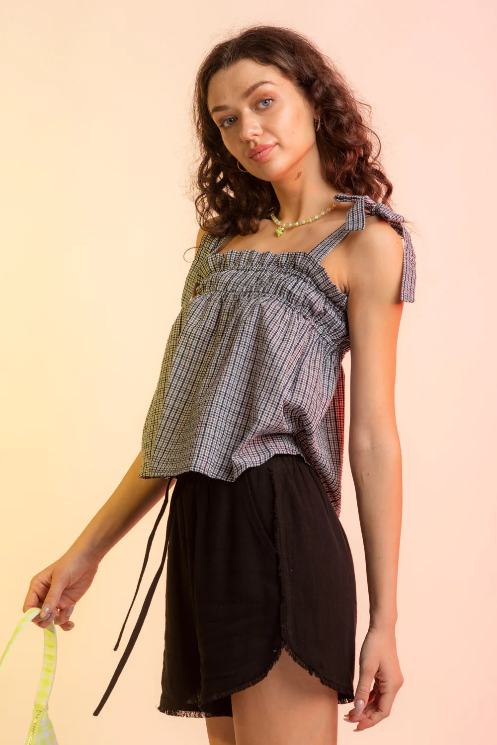 NP70148 High-Waisted Frayed Hem Mini Shorts