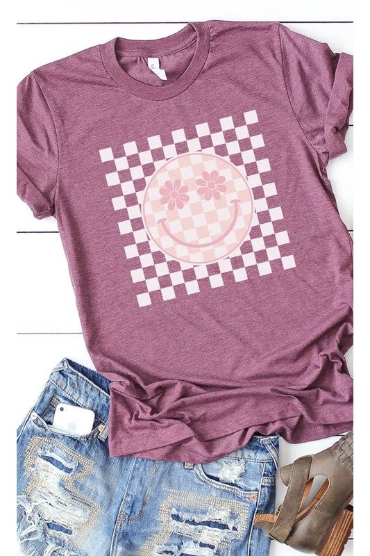 Flora Double Checkered Smiley Graphic Tee