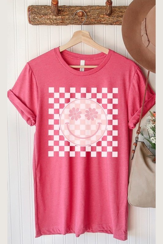 Flora Double Checkered Smiley Graphic Tee