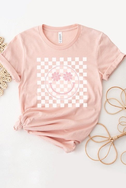 Flora Double Checkered Smiley Graphic Tee