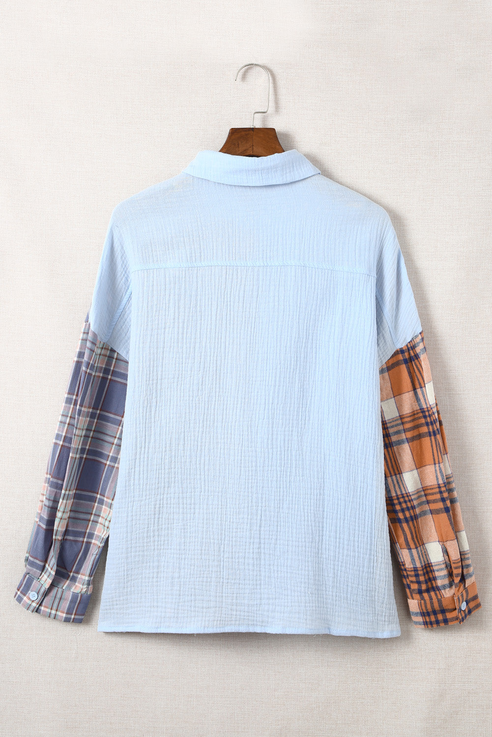 Plaid Color Block Textured Drop Shoulder Shirt Jacket